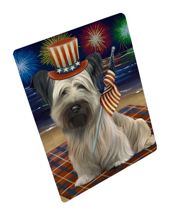 4th of July Independence Day Firework Skye Terrier Dog Cutting Board - For Kitchen - Scratch & Stain Resistant - Designed To Stay In Place - Easy To Clean By Hand - Perfect for Chopping Meats, Vegetables, CA82394