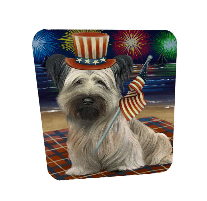 4th of July Independence Day Firework Skye Terrier Dog Coasters Set of 4 CSTA58072