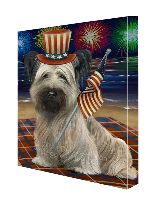 4th of July Independence Day Firework Skye Terrier Dog Canvas Wall Art - Premium Quality Ready to Hang Room Decor Wall Art Canvas - Unique Animal Printed Digital Painting for Decoration CVS118