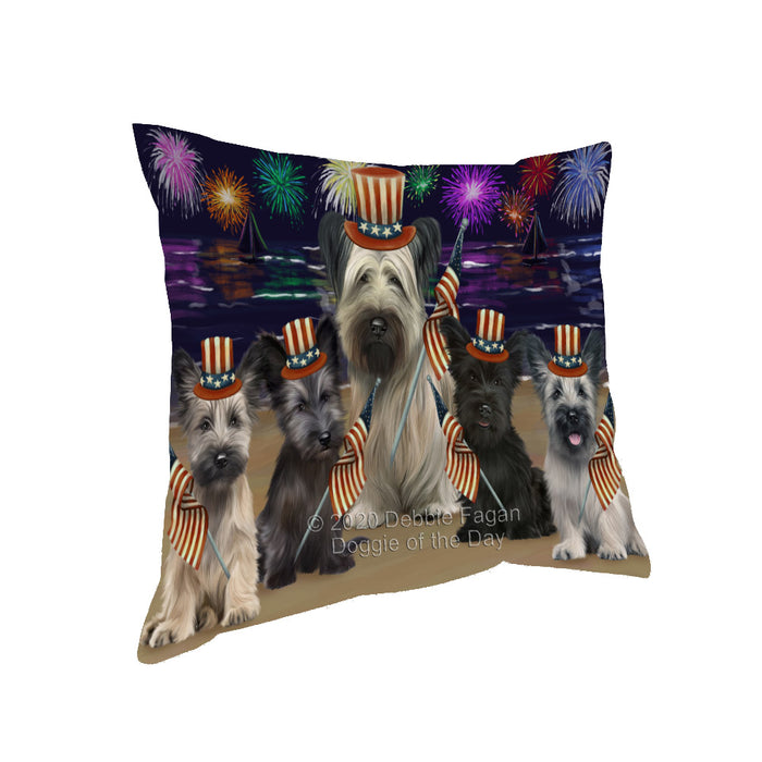 4th of July Independence Day Firework Skye Terrier Dogs Pillow with Top Quality High-Resolution Images - Ultra Soft Pet Pillows for Sleeping - Reversible & Comfort - Ideal Gift for Dog Lover - Cushion for Sofa Couch Bed - 100% Polyester