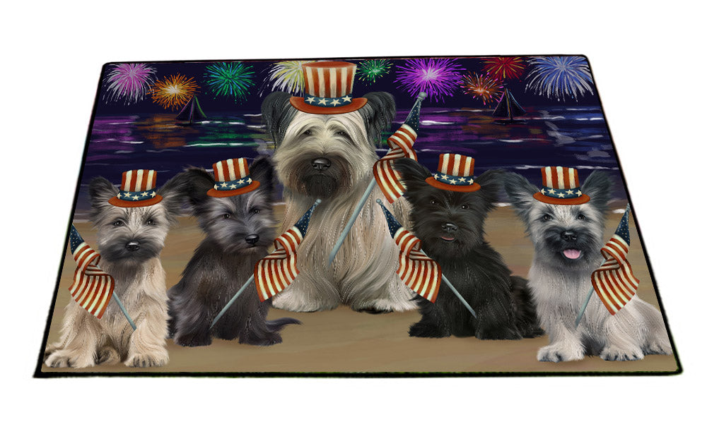 4th of July Independence Day Firework Skye Terrier Dogs Floormat FLMS55444