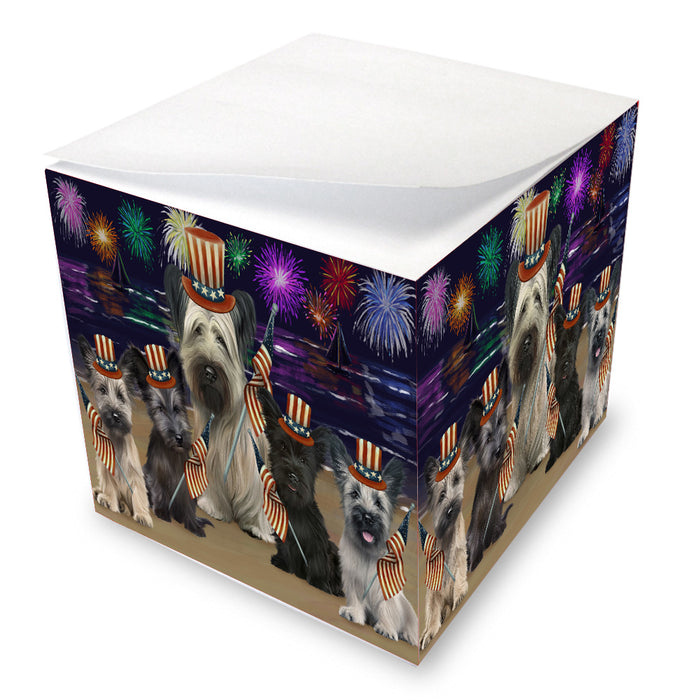 4th of July Independence Day Firework Skye Terrier Dogs Note Cube NOC-DOTD-A57093