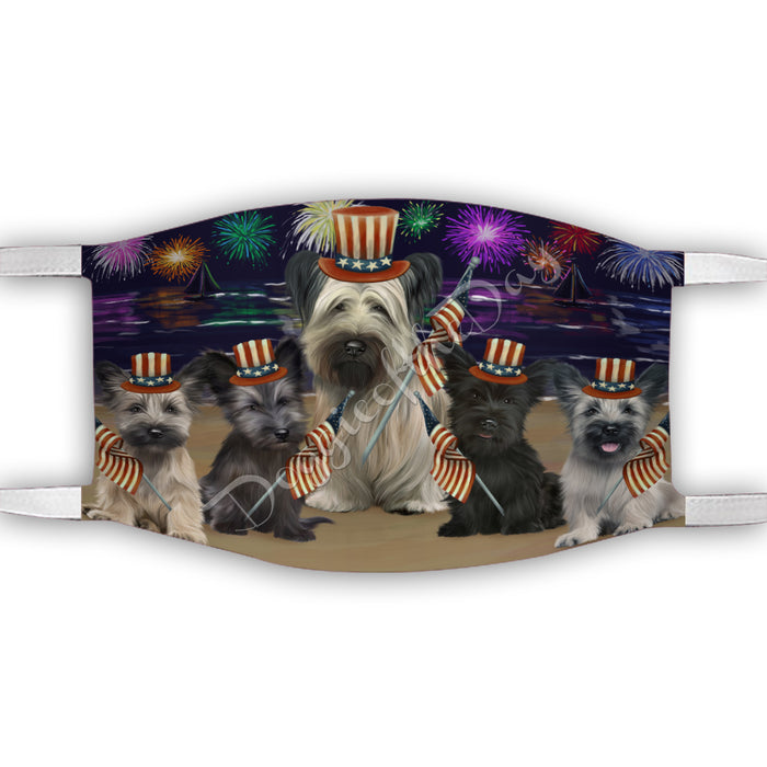 4th of July Independence Day Skye Terrier Dogs Face Mask FM49445