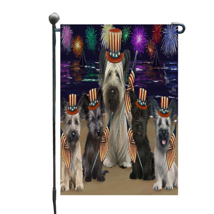 4th of July Independence Day Firework Skye Terrier Dogs Garden Flags Outdoor Decor for Homes and Gardens Double Sided Garden Yard Spring Decorative Vertical Home Flags Garden Porch Lawn Flag for Decorations
