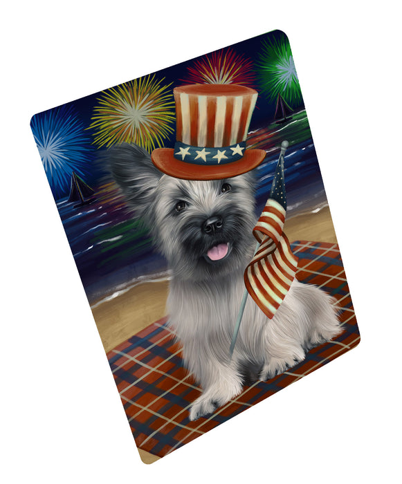 4th of July Independence Day Firework Skye Terrier Dog Cutting Board - For Kitchen - Scratch & Stain Resistant - Designed To Stay In Place - Easy To Clean By Hand - Perfect for Chopping Meats, Vegetables, CA82396