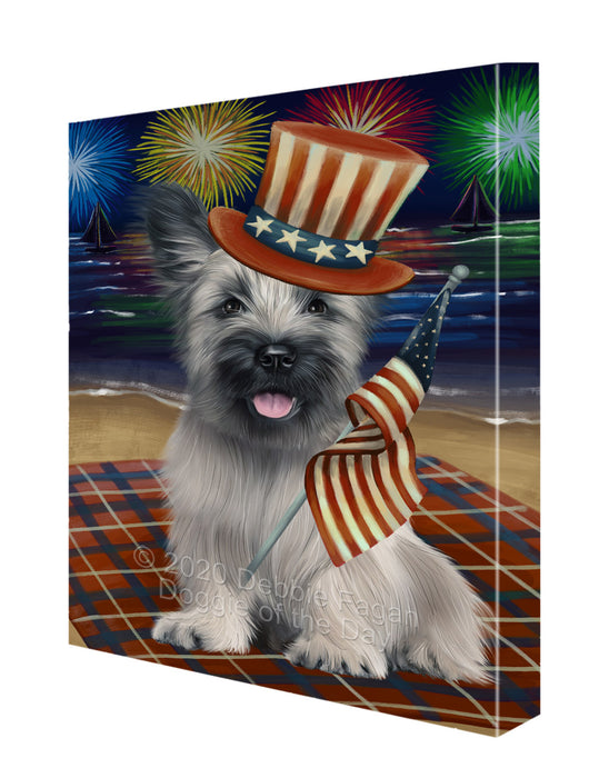 4th of July Independence Day Firework Skye Terrier Dog Canvas Wall Art - Premium Quality Ready to Hang Room Decor Wall Art Canvas - Unique Animal Printed Digital Painting for Decoration CVS119