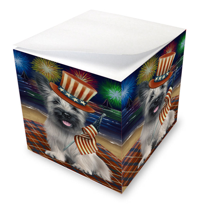 4th of July Independence Day Firework Skye Terrier Dog Note Cube NOC-DOTD-A57114