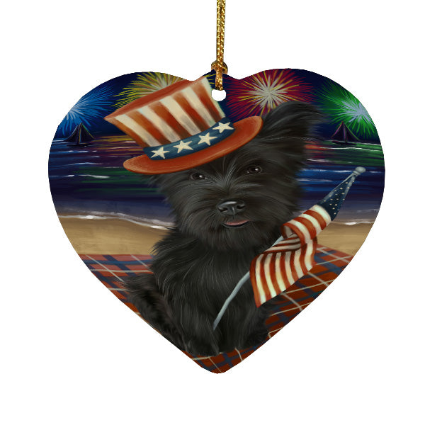 4th of July Independence Day Firework Skye Terrier Dog Heart Christmas Ornament HPORA58835