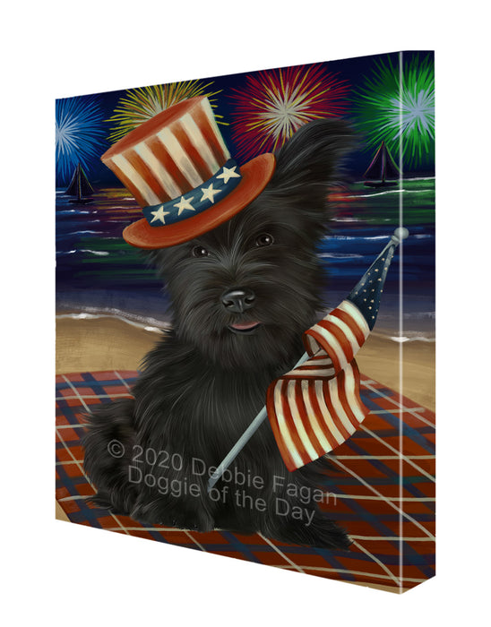 4th of July Independence Day Firework Skye Terrier Dog Canvas Wall Art - Premium Quality Ready to Hang Room Decor Wall Art Canvas - Unique Animal Printed Digital Painting for Decoration CVS120