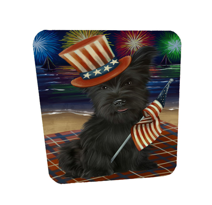 4th of July Independence Day Firework Skye Terrier Dog Coasters Set of 4 CSTA58074