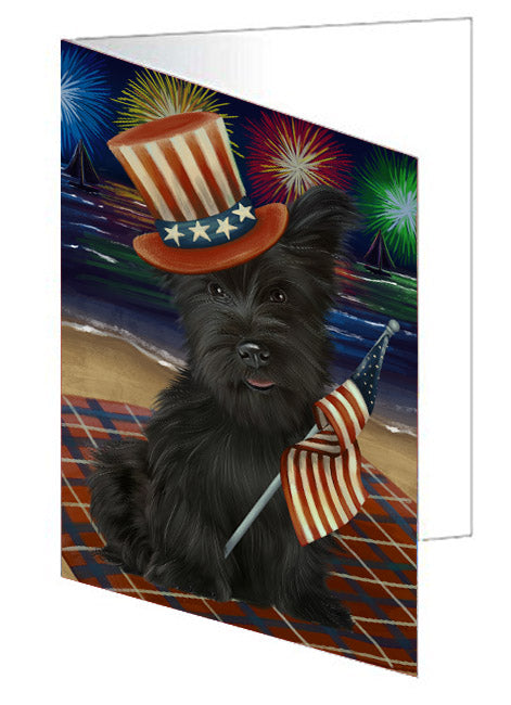 4th of July Independence Day Firework Skye Terrier Dog Handmade Artwork Assorted Pets Greeting Cards and Note Cards with Envelopes for All Occasions and Holiday Seasons
