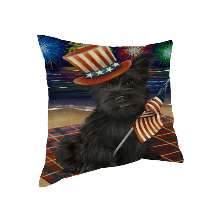 4th of July Independence Day Firework Skye Terrier Dog Pillow with Top Quality High-Resolution Images - Ultra Soft Pet Pillows for Sleeping - Reversible & Comfort - Ideal Gift for Dog Lover - Cushion for Sofa Couch Bed - 100% Polyester, PILA91492