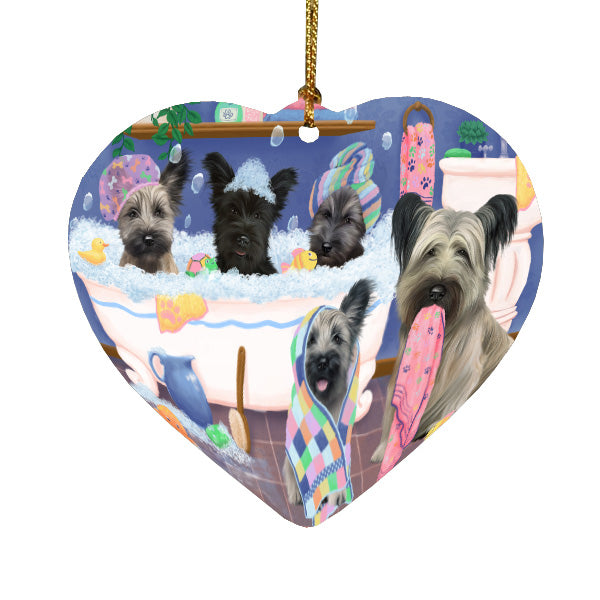 Rub a Dub Dogs in a Tub Skye Terrier Dogs Heart Christmas Ornament HPORA59050