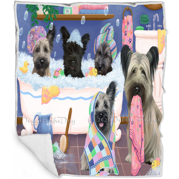Rub A Dub Dogs In A Tub Skye Terrier Dogs Blanket BLNKT142968