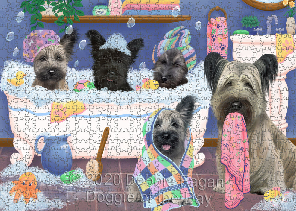 Rub a Dub Dogs in a Tub Skye Terrier Dogs Portrait Jigsaw Puzzle for Adults Animal Interlocking Puzzle Game Unique Gift for Dog Lover's with Metal Tin Box