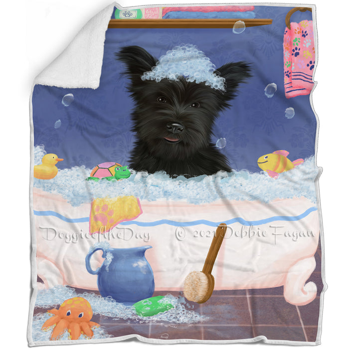 Rub A Dub Dog In A Tub Skye Terrier Dog Blanket BLNKT143168