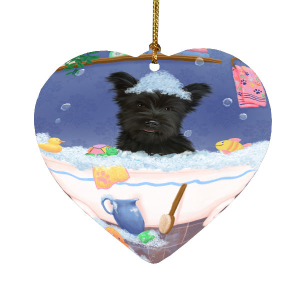 Rub a Dub Dogs in a Tub Skye Terrier Dog Heart Christmas Ornament HPORA59065