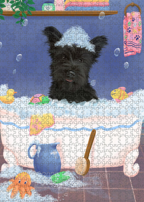 Rub a Dub Dogs in a Tub Skye Terrier Dog Portrait Jigsaw Puzzle for Adults Animal Interlocking Puzzle Game Unique Gift for Dog Lover's with Metal Tin Box PZL613