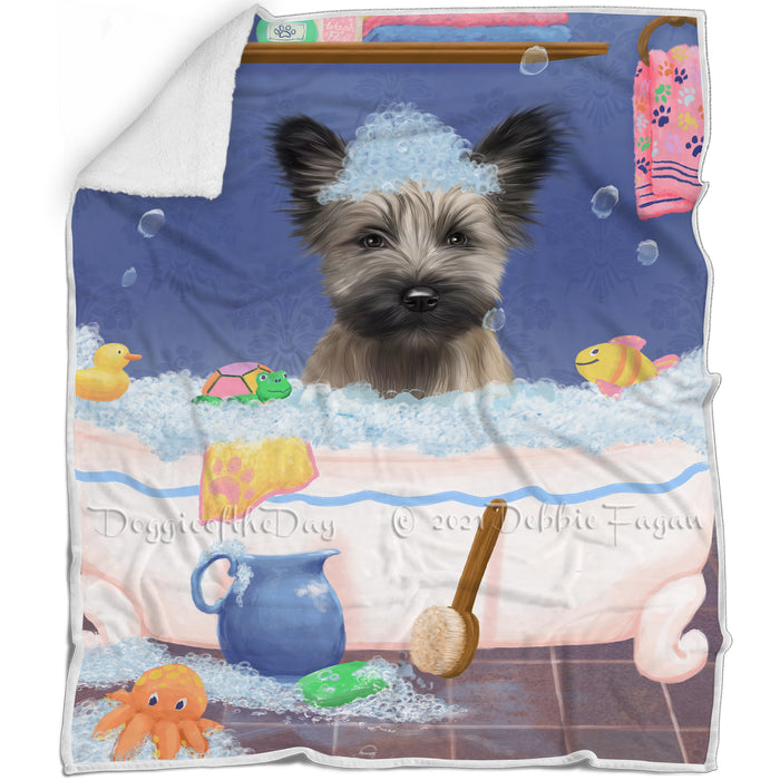 Rub A Dub Dog In A Tub Skye Terrier Dog Blanket BLNKT143169