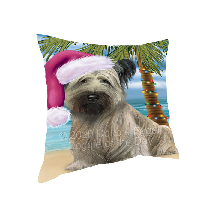 Christmas Summertime Island Tropical Beach Skye Terrier Dog Pillow with Top Quality High-Resolution Images - Ultra Soft Pet Pillows for Sleeping - Reversible & Comfort - Ideal Gift for Dog Lover - Cushion for Sofa Couch Bed - 100% Polyester, PILA92809