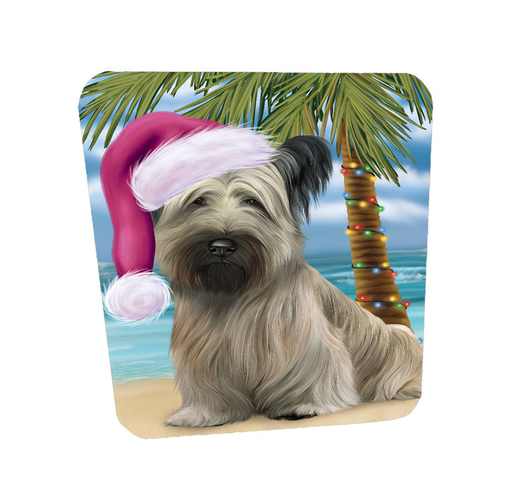 Christmas Summertime Island Tropical Beach Skye Terrier Dog Coasters Set of 4 CSTA58426