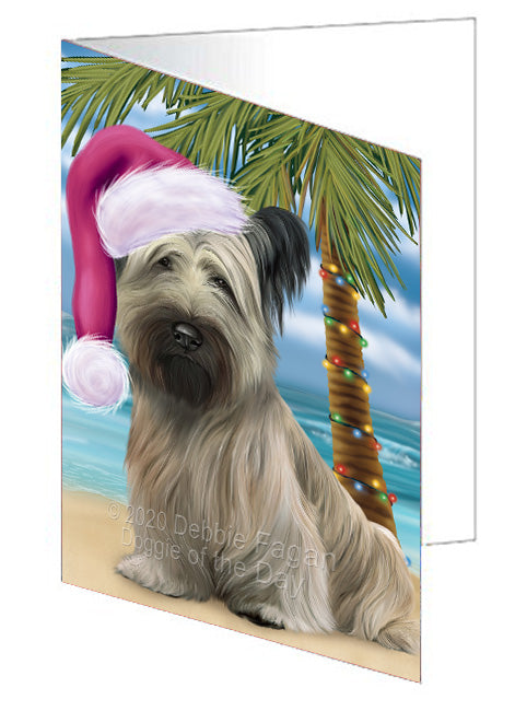 Christmas Summertime Island Tropical Beach Skye Terrier Dog Handmade Artwork Assorted Pets Greeting Cards and Note Cards with Envelopes for All Occasions and Holiday Seasons