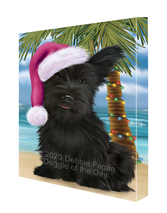 Christmas Summertime Island Tropical Beach Skye Terrier Dog Canvas Wall Art - Premium Quality Ready to Hang Room Decor Wall Art Canvas - Unique Animal Printed Digital Painting for Decoration CVS417