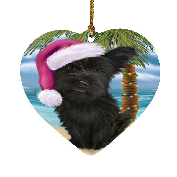 Christmas Summertime Island Tropical Beach Skye Terrier Dog Heart Christmas Ornament HPORA59188