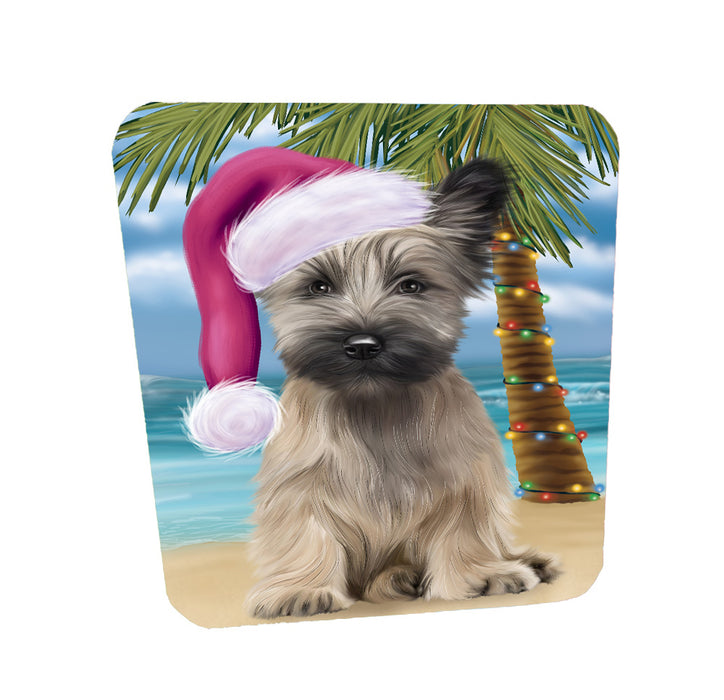 Christmas Summertime Island Tropical Beach Skye Terrier Dog Coasters Set of 4 CSTA58428