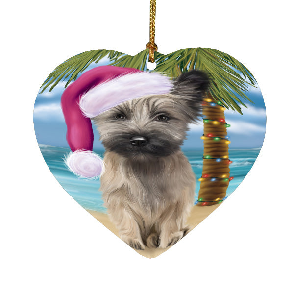 Christmas Summertime Island Tropical Beach Skye Terrier Dog Heart Christmas Ornament HPORA59189