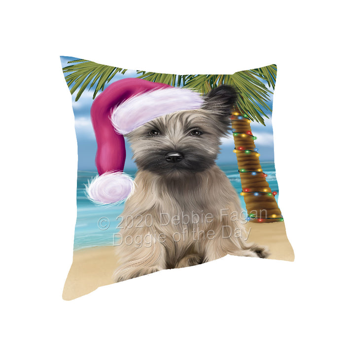 Christmas Summertime Island Tropical Beach Skye Terrier Dog Pillow with Top Quality High-Resolution Images - Ultra Soft Pet Pillows for Sleeping - Reversible & Comfort - Ideal Gift for Dog Lover - Cushion for Sofa Couch Bed - 100% Polyester, PILA92815