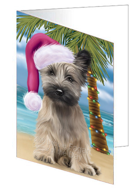 Christmas Summertime Island Tropical Beach Skye Terrier Dog Handmade Artwork Assorted Pets Greeting Cards and Note Cards with Envelopes for All Occasions and Holiday Seasons