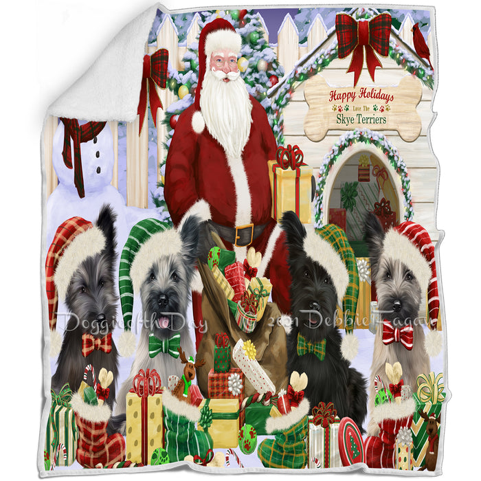 Christmas Skye Terrier Dogs House Gathering  Blanket BLNKT142123