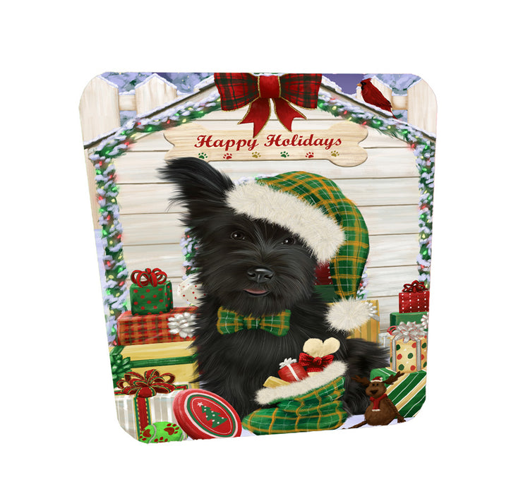 Christmas House with Presents Skye Terrier Dog Coasters Set of 4 CSTA58381