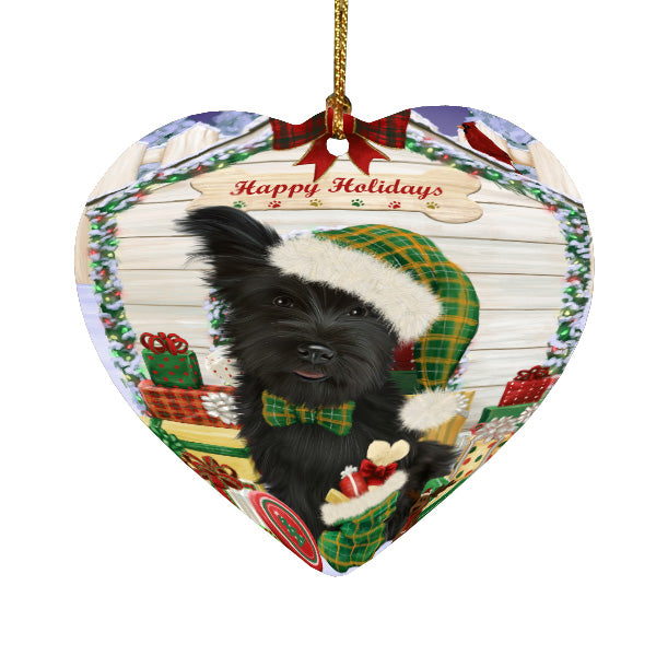 Christmas House with Presents Skye Terrier Dog Heart Christmas Ornament HPORA59142