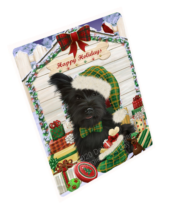 Christmas House with Presents Skye Terrier Dog Cutting Board - For Kitchen - Scratch & Stain Resistant - Designed To Stay In Place - Easy To Clean By Hand - Perfect for Chopping Meats, Vegetables, CA83122