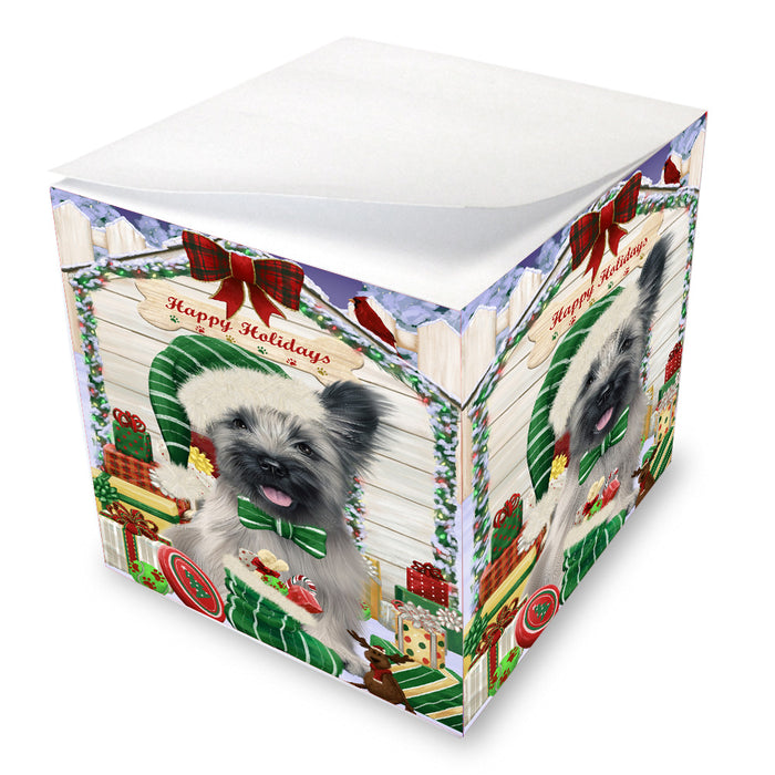 Christmas House with Presents Skye Terrier Dog Note Cube NOC-DOTD-A57423