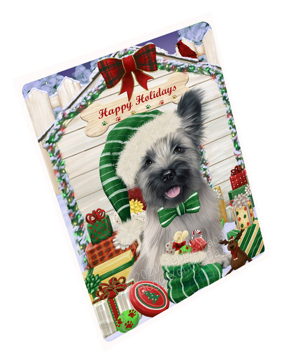 Christmas House with Presents Skye Terrier Dog Cutting Board - For Kitchen - Scratch & Stain Resistant - Designed To Stay In Place - Easy To Clean By Hand - Perfect for Chopping Meats, Vegetables, CA83124