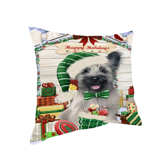 Christmas House with Presents Skye Terrier Dog Pillow with Top Quality High-Resolution Images - Ultra Soft Pet Pillows for Sleeping - Reversible & Comfort - Ideal Gift for Dog Lover - Cushion for Sofa Couch Bed - 100% Polyester, PILA92581