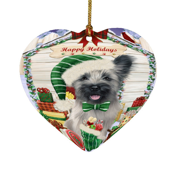 Christmas House with Presents Skye Terrier Dog Heart Christmas Ornament HPORA59143
