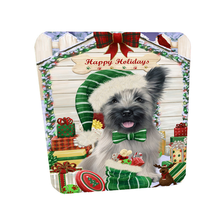 Christmas House with Presents Skye Terrier Dog Coasters Set of 4 CSTA58382