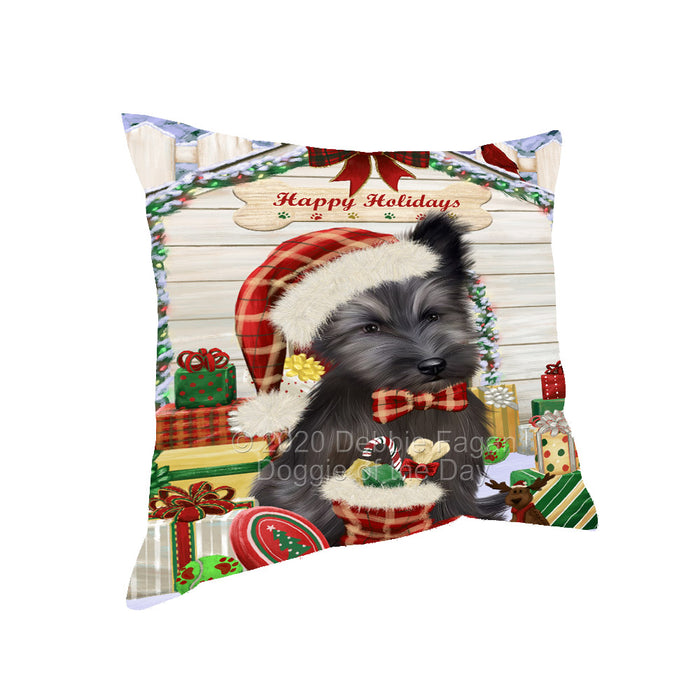 Christmas House with Presents Skye Terrier Dog Pillow with Top Quality High-Resolution Images - Ultra Soft Pet Pillows for Sleeping - Reversible & Comfort - Ideal Gift for Dog Lover - Cushion for Sofa Couch Bed - 100% Polyester, PILA92584