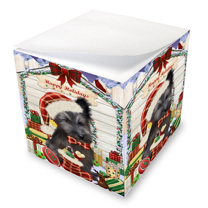 Christmas House with Presents Skye Terrier Dog Note Cube NOC-DOTD-A57424