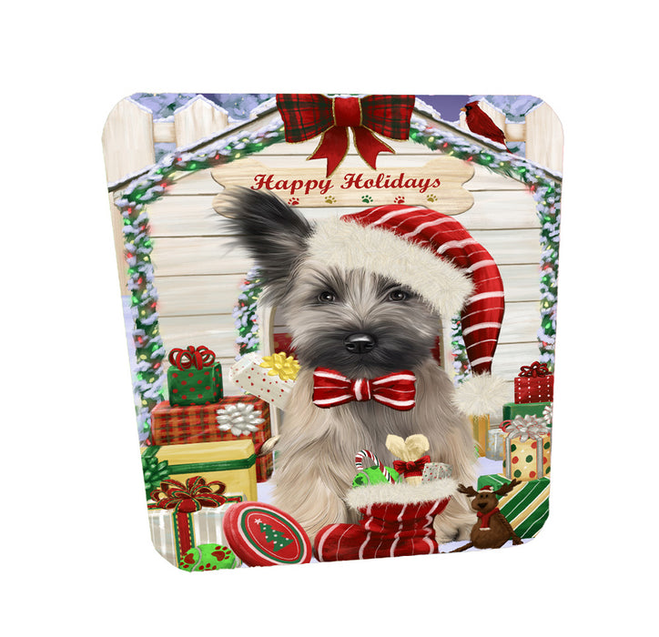 Christmas House with Presents Skye Terrier Dog Coasters Set of 4 CSTA58384