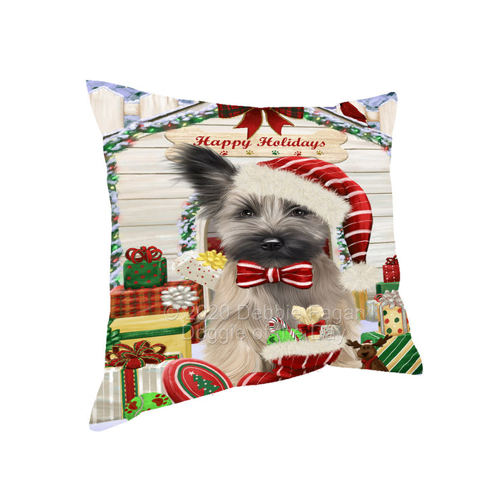 Christmas House with Presents Skye Terrier Dog Pillow with Top Quality High-Resolution Images - Ultra Soft Pet Pillows for Sleeping - Reversible & Comfort - Ideal Gift for Dog Lover - Cushion for Sofa Couch Bed - 100% Polyester, PILA92587