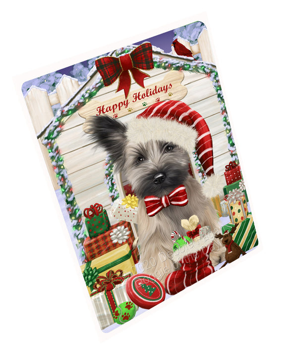 Christmas House with Presents Skye Terrier Dog Cutting Board - For Kitchen - Scratch & Stain Resistant - Designed To Stay In Place - Easy To Clean By Hand - Perfect for Chopping Meats, Vegetables, CA83128