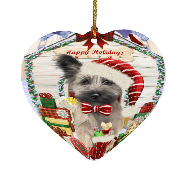 Christmas House with Presents Skye Terrier Dog Heart Christmas Ornament HPORA59145