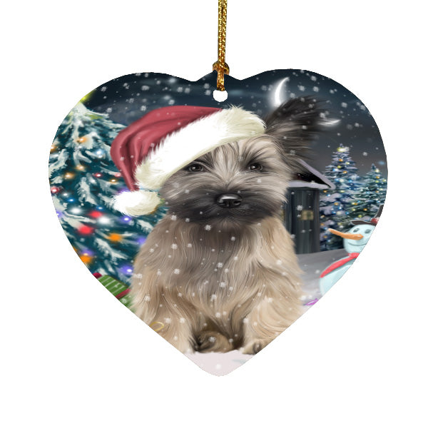 Christmas Holly Jolly Skye Terrier Dog Heart Christmas Ornament HPORA59225