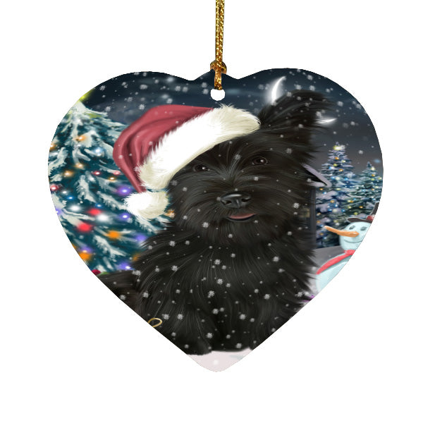 Christmas Holly Jolly Skye Terrier Dog Heart Christmas Ornament HPORA59224