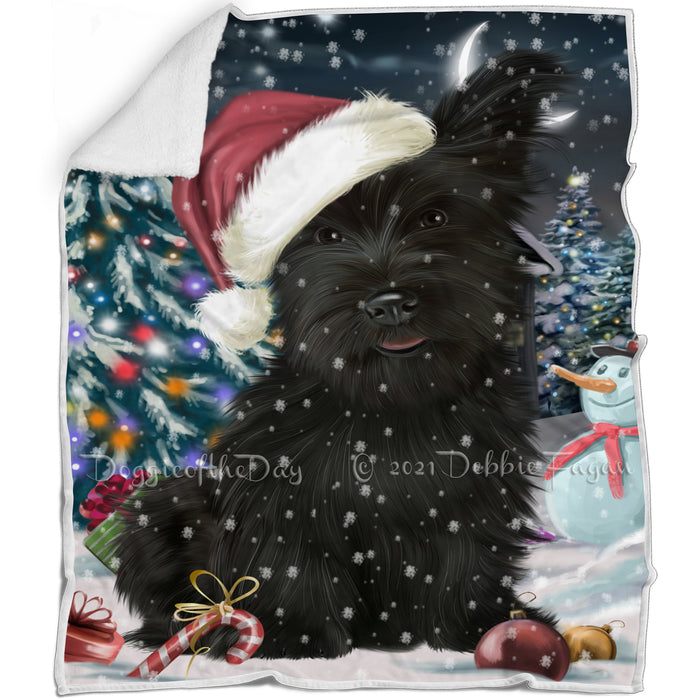 Have a Holly Jolly Christmas Skye Terrier Dog Blanket BLNKT143586